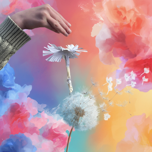 Dandelion with colorful background